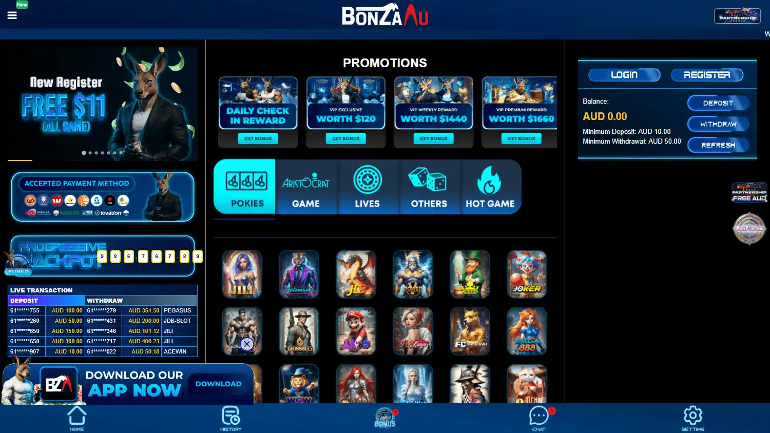 BonzaAU Casino screenshot 1