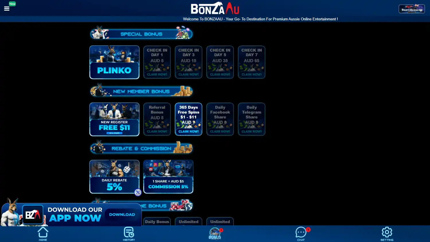 BonzaAU Casino screenshot 2