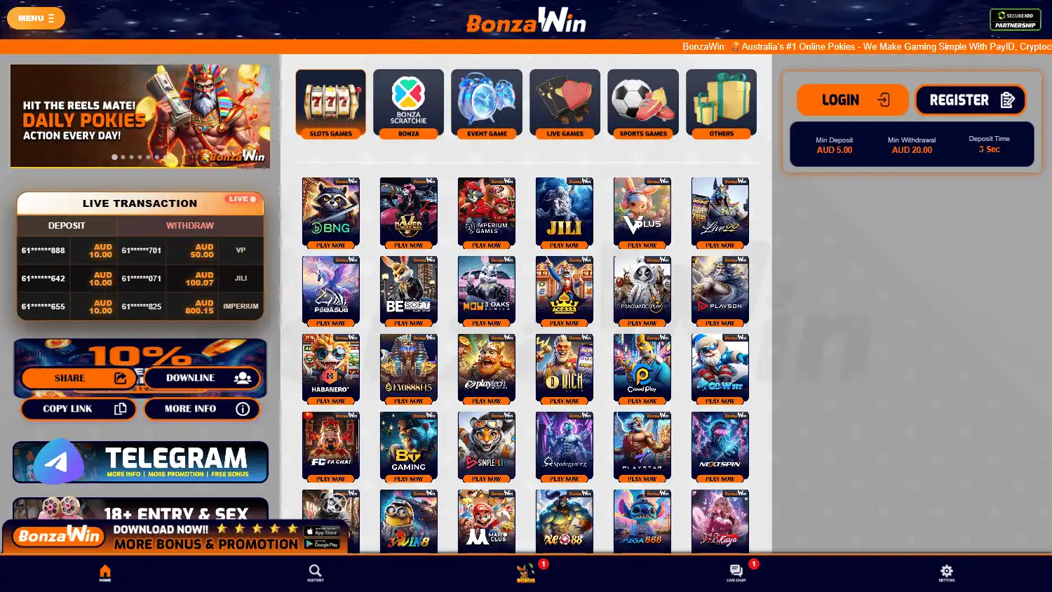 BonzaWin Casino screenshot 1