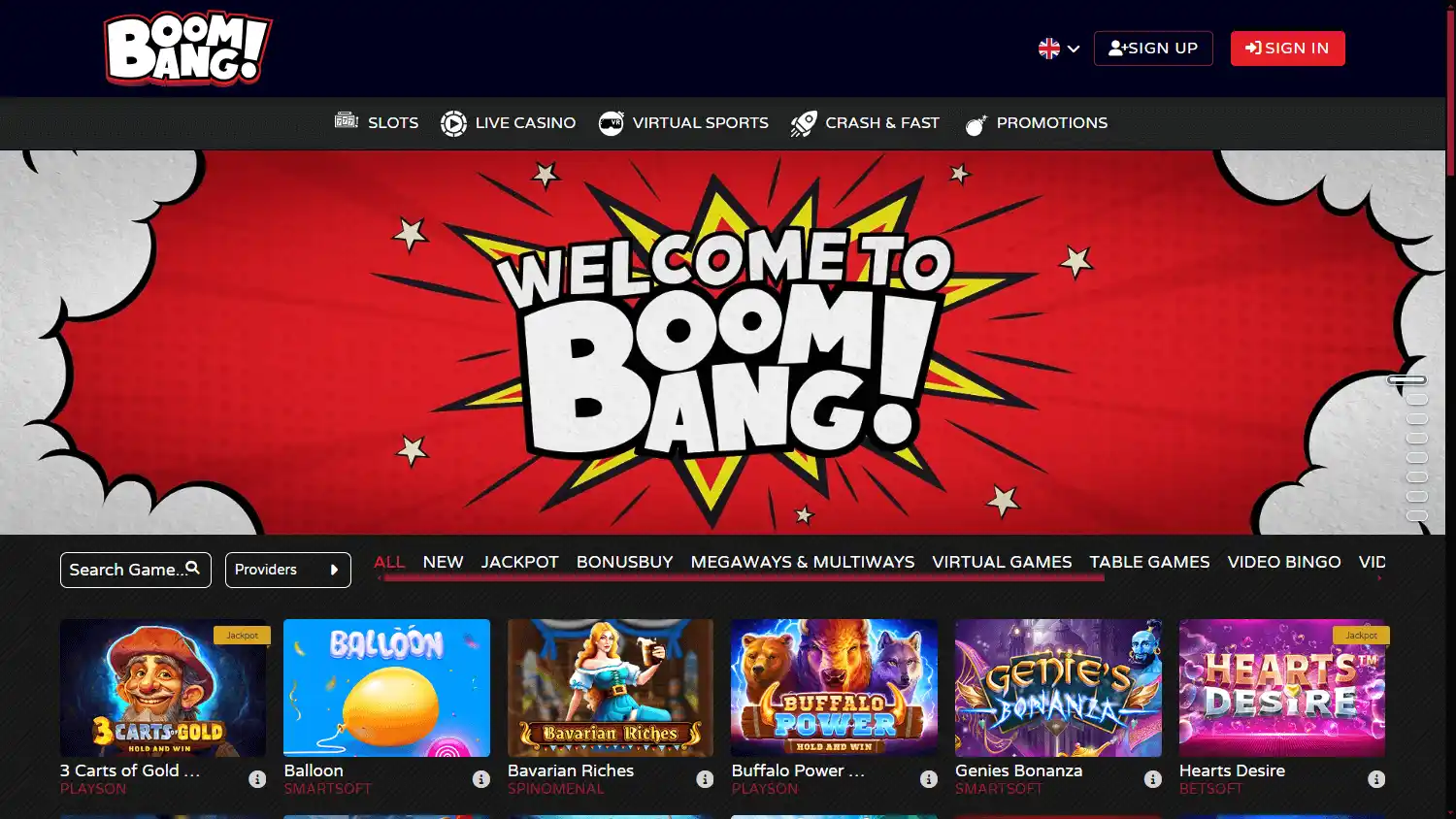 Boombang Casino screenshot 1