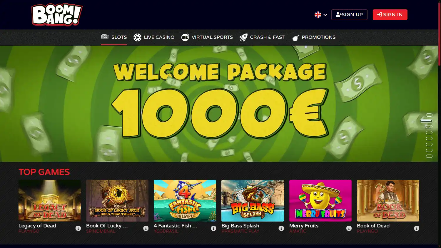 Boombang Casino screenshot 2