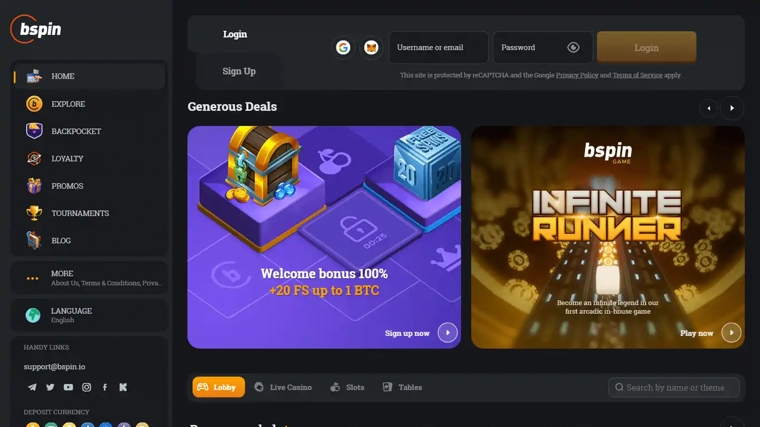 Bspin.io Casino screenshot 1