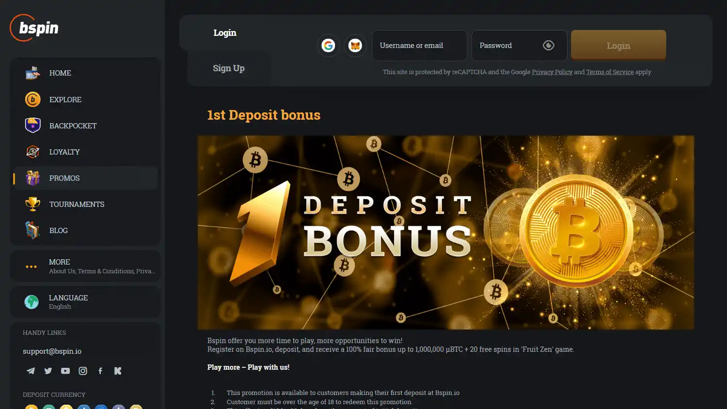 Bspin.io Casino screenshot 3