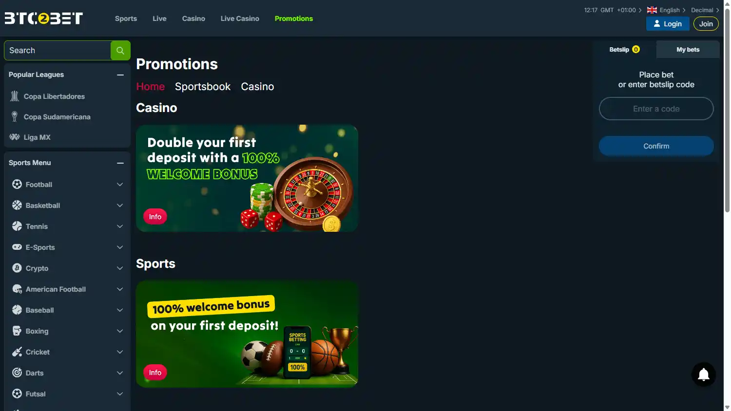 Btc2Bet Casino screenshot 3