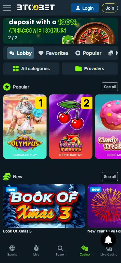 Btc2Bet Casino screenshot 5