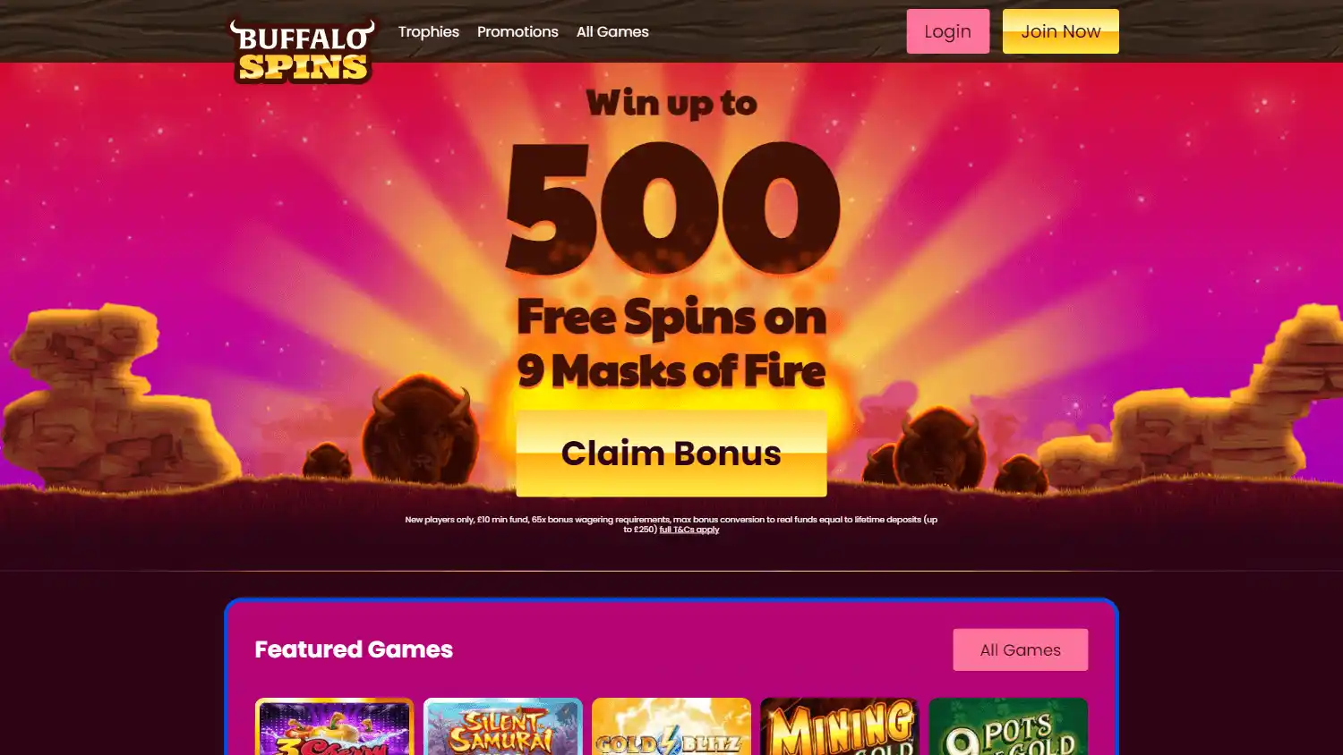 Buffalo Spins Casino screenshot 1