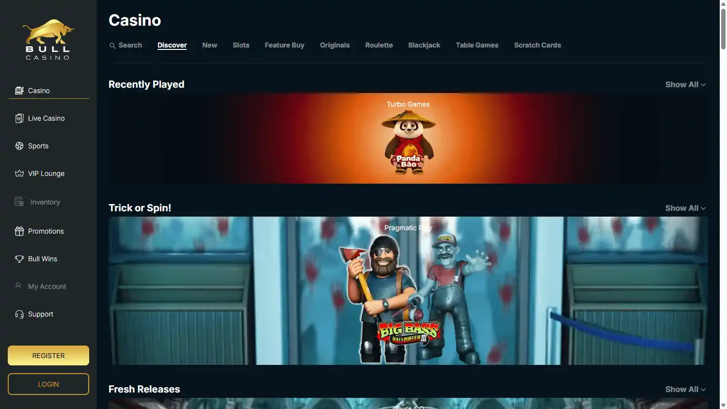 Bull Casino screenshot 2