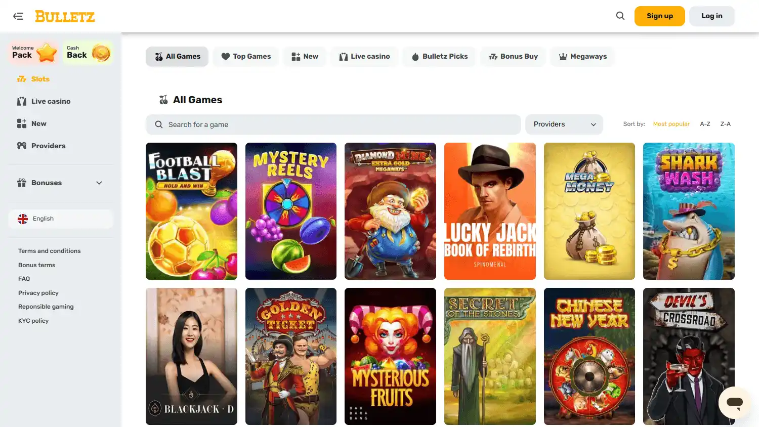 Bulletz Casino screenshot 2