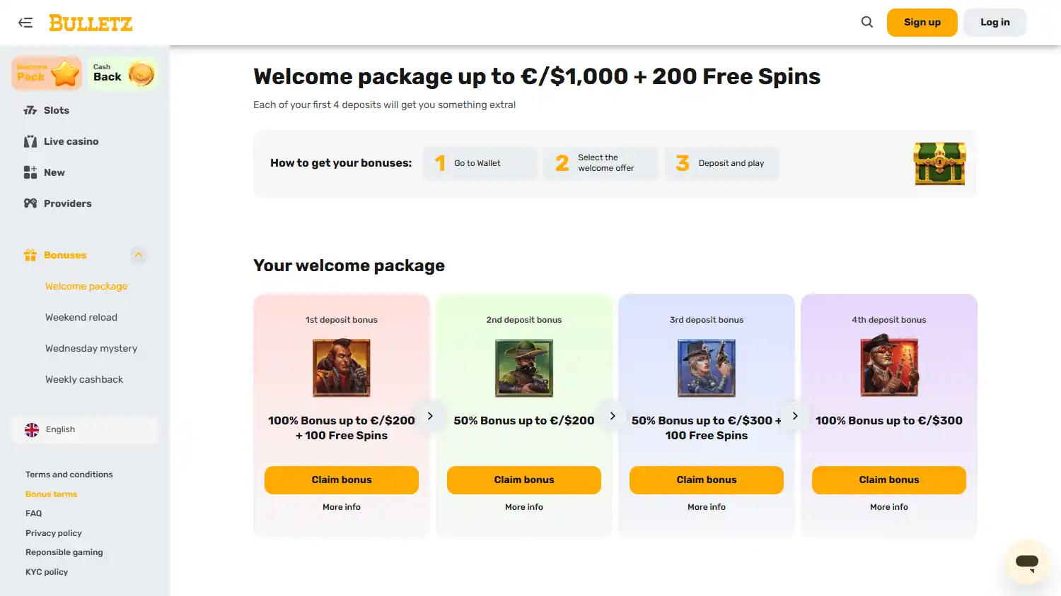 Bulletz Casino screenshot 3