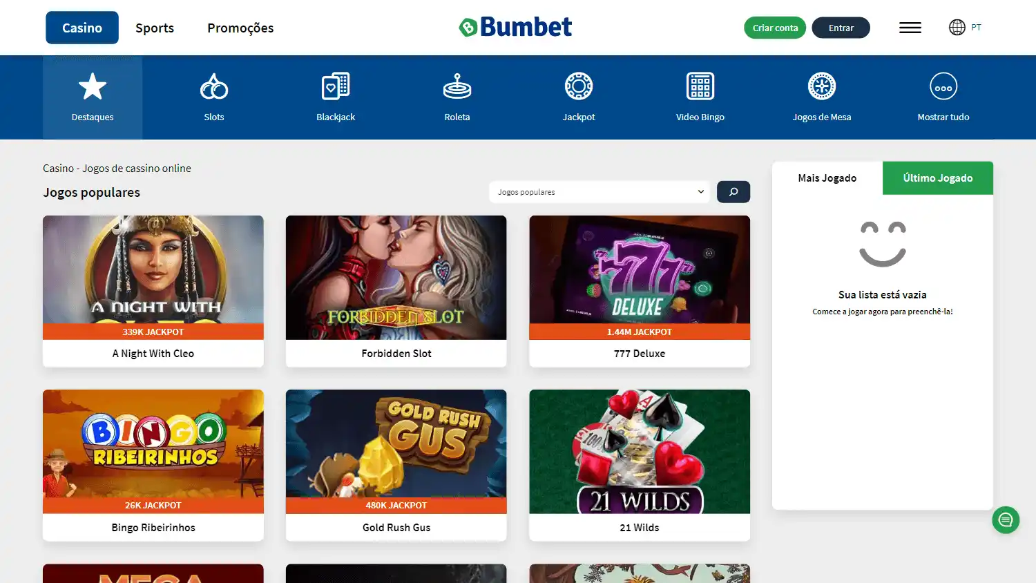 Bumbet Casino screenshot 2