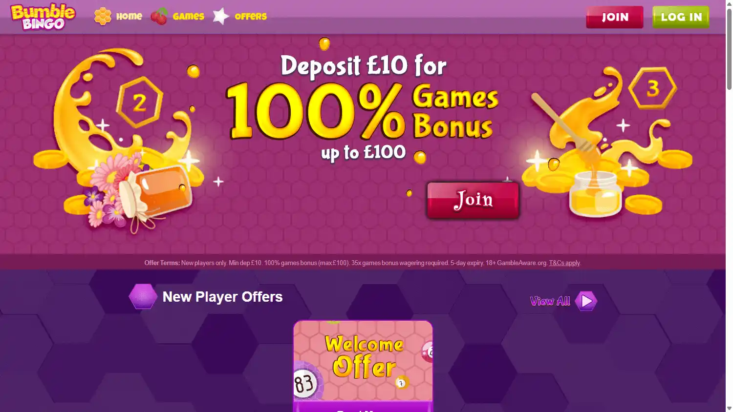 Bumble Bingo Casino screenshot 1