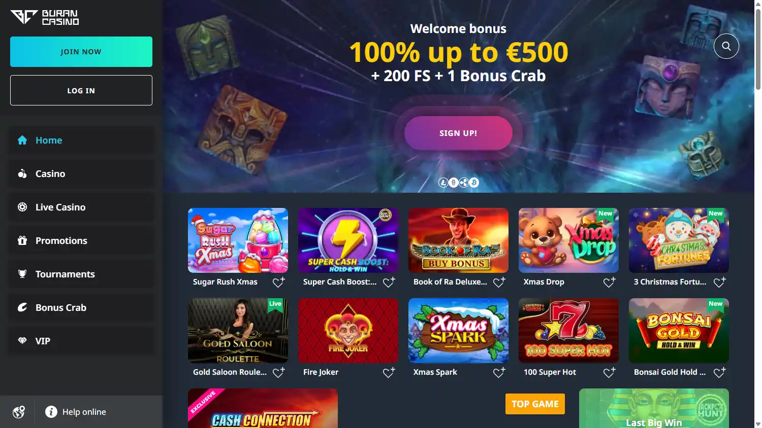 Buran casino screenshot 1