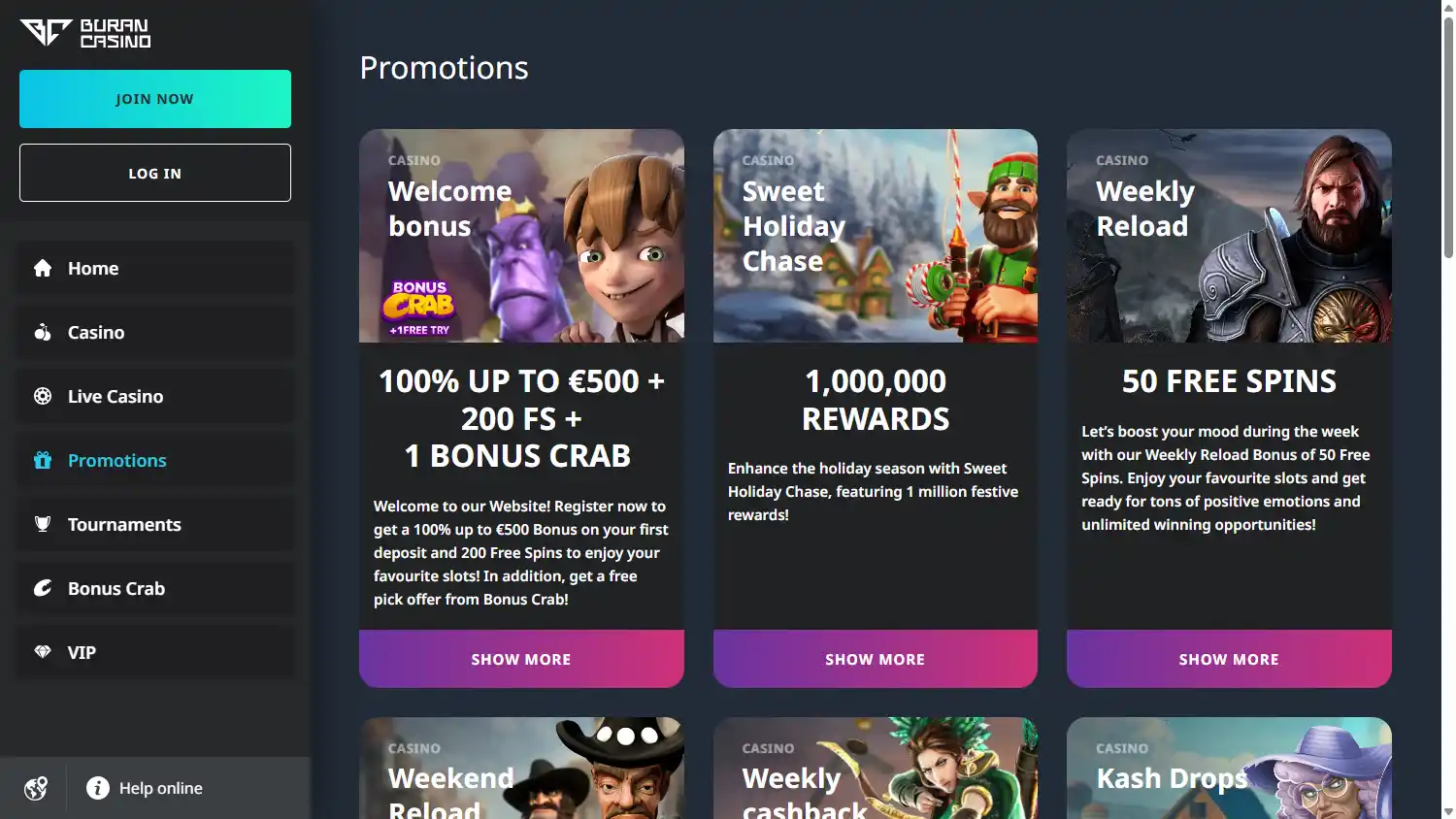 Buran casino screenshot 3