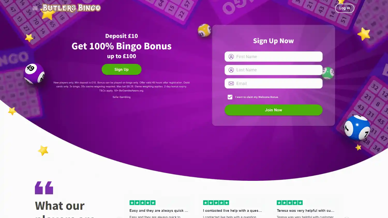 Butlers Bingo Casino screenshot 1