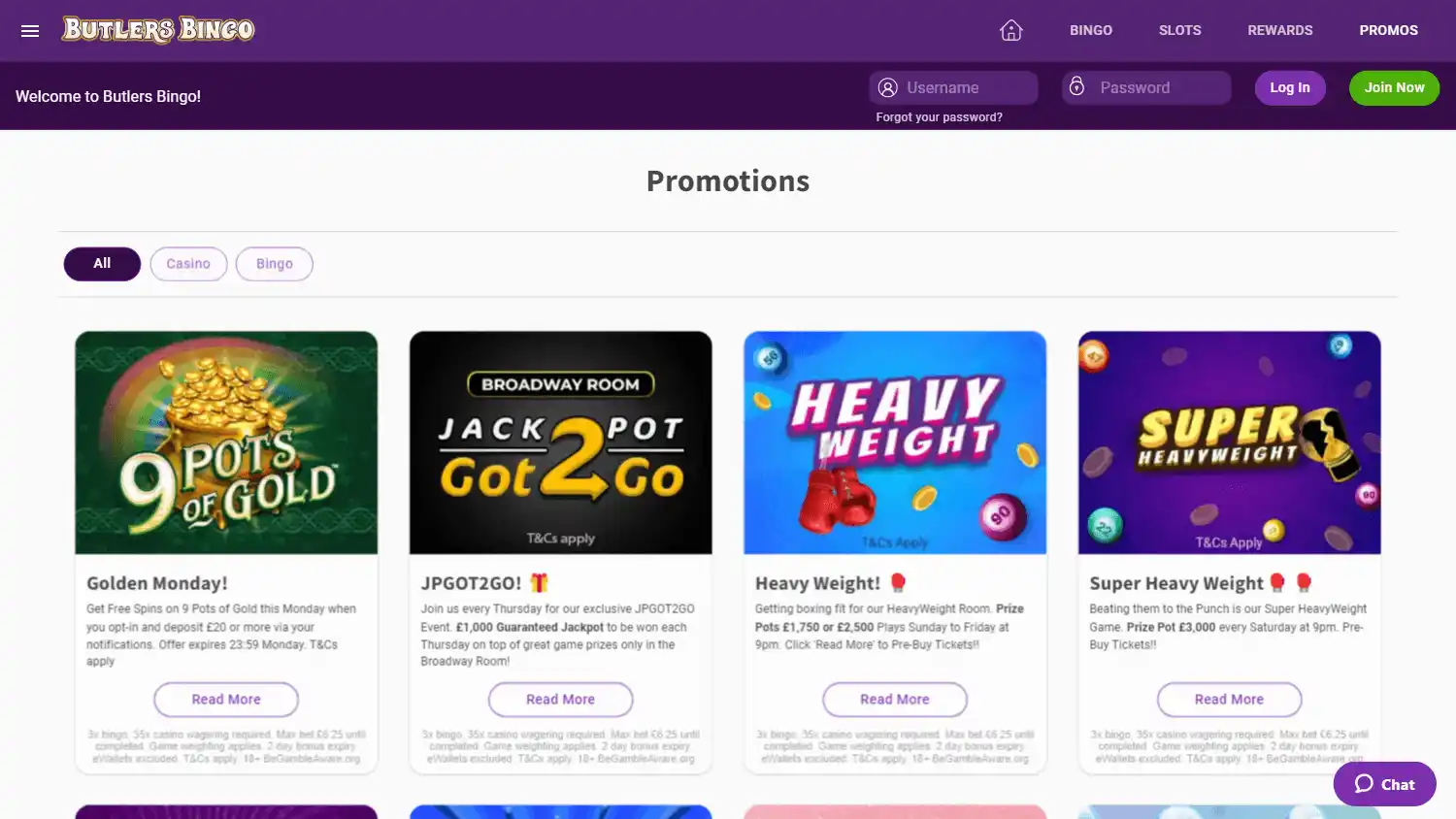 Butlers Bingo Casino screenshot 3