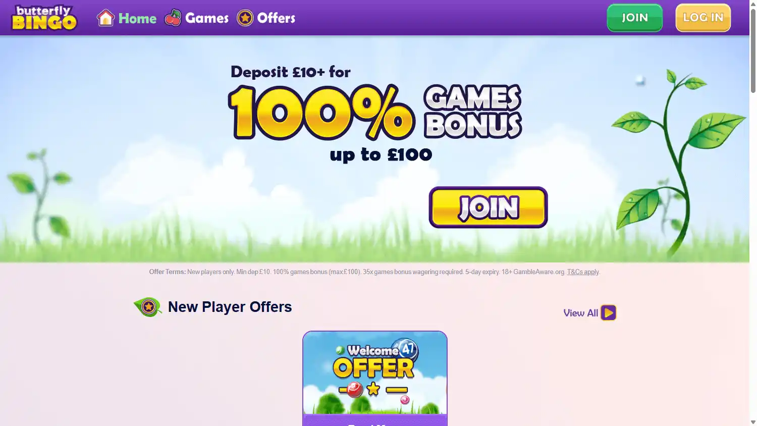 Butterfly Bingo Casino screenshot 1