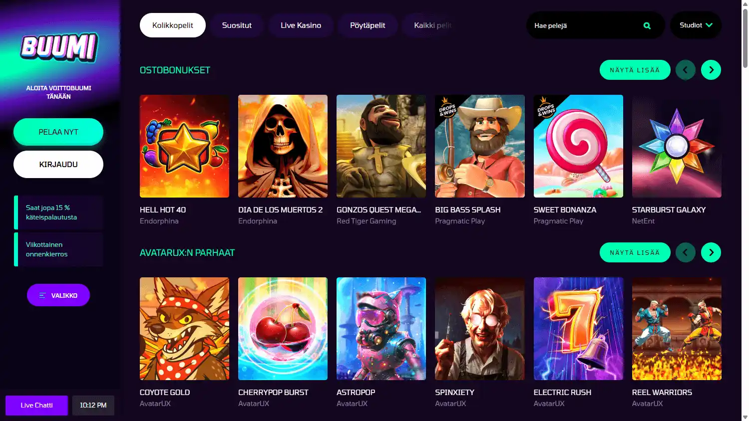 Buumi Casino screenshot 2