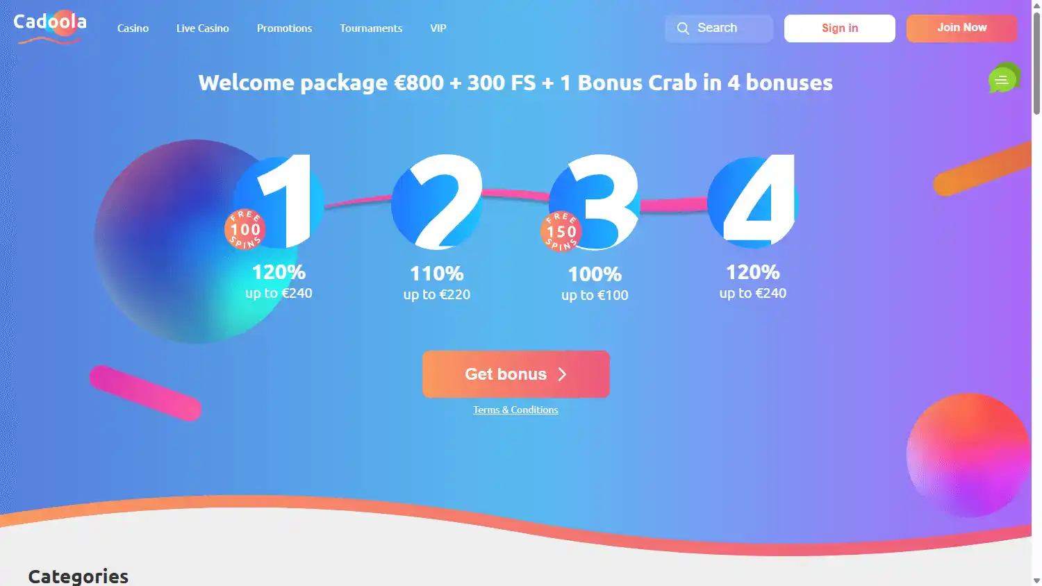Cadoola Casino screenshot 1