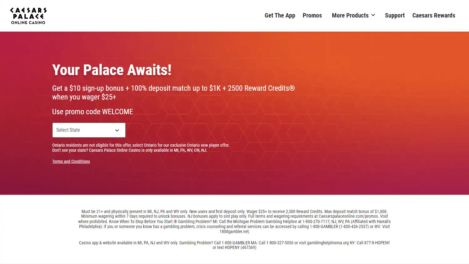 Caesars Palace Online Casino screenshot 1