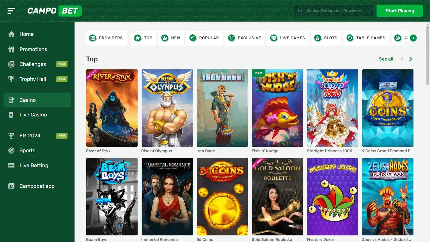 CampoBet Casino DK screenshot 1