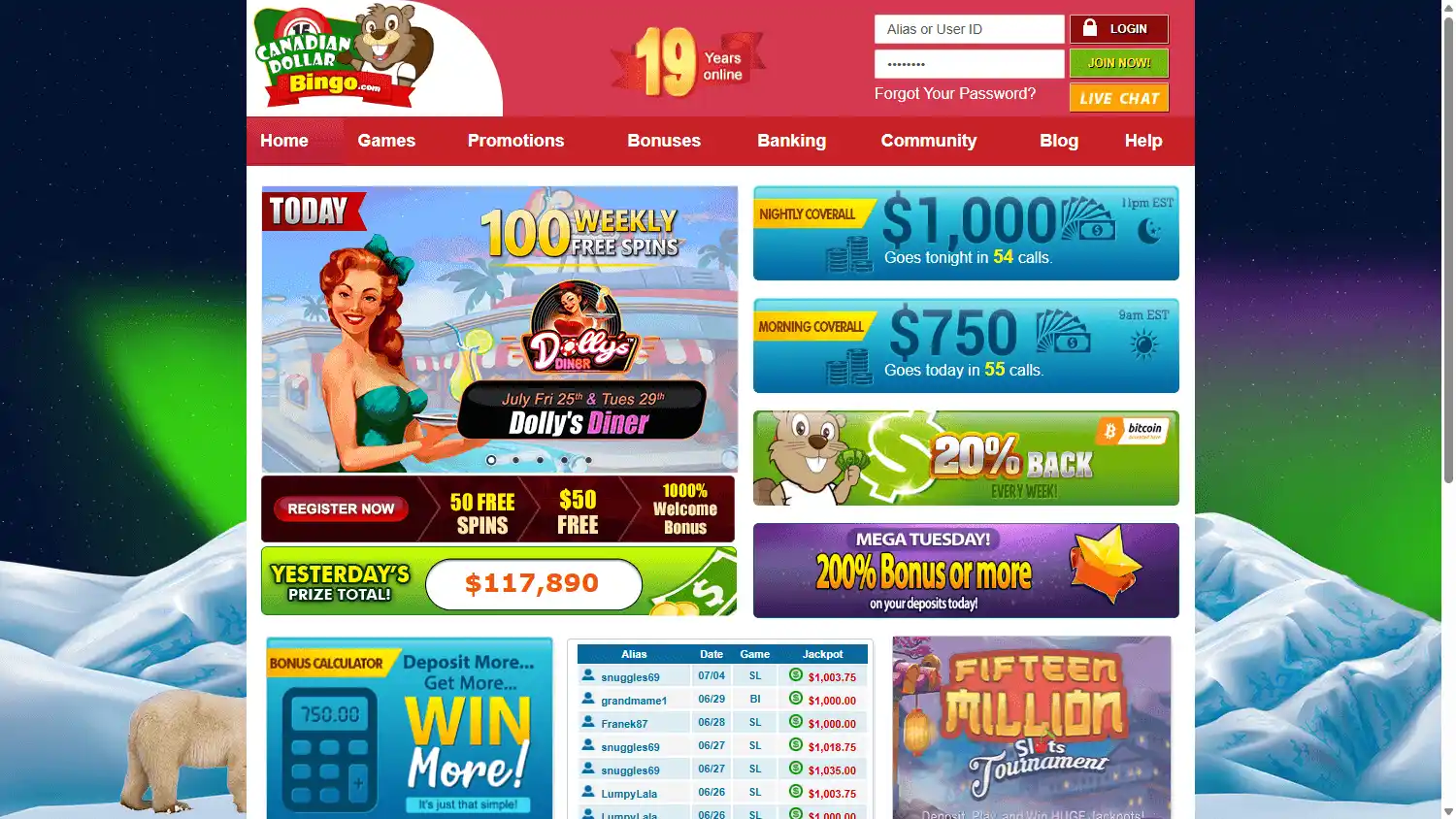 Canadian Dollar Bingo Casino screenshot 1
