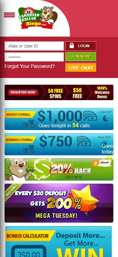 Canadian Dollar Bingo Casino screenshot 5