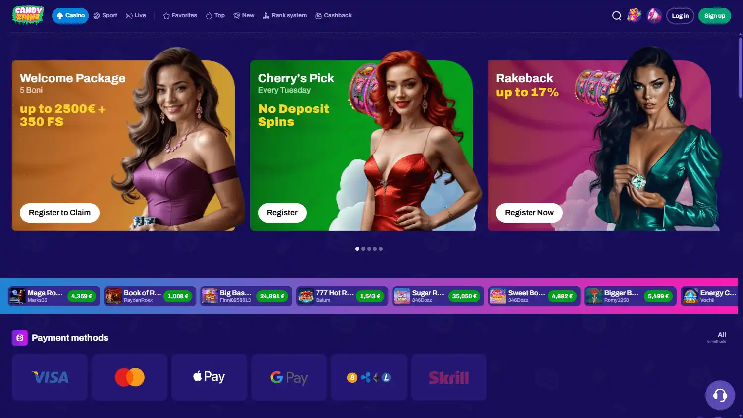 Candy Spinz Casino screenshot 1