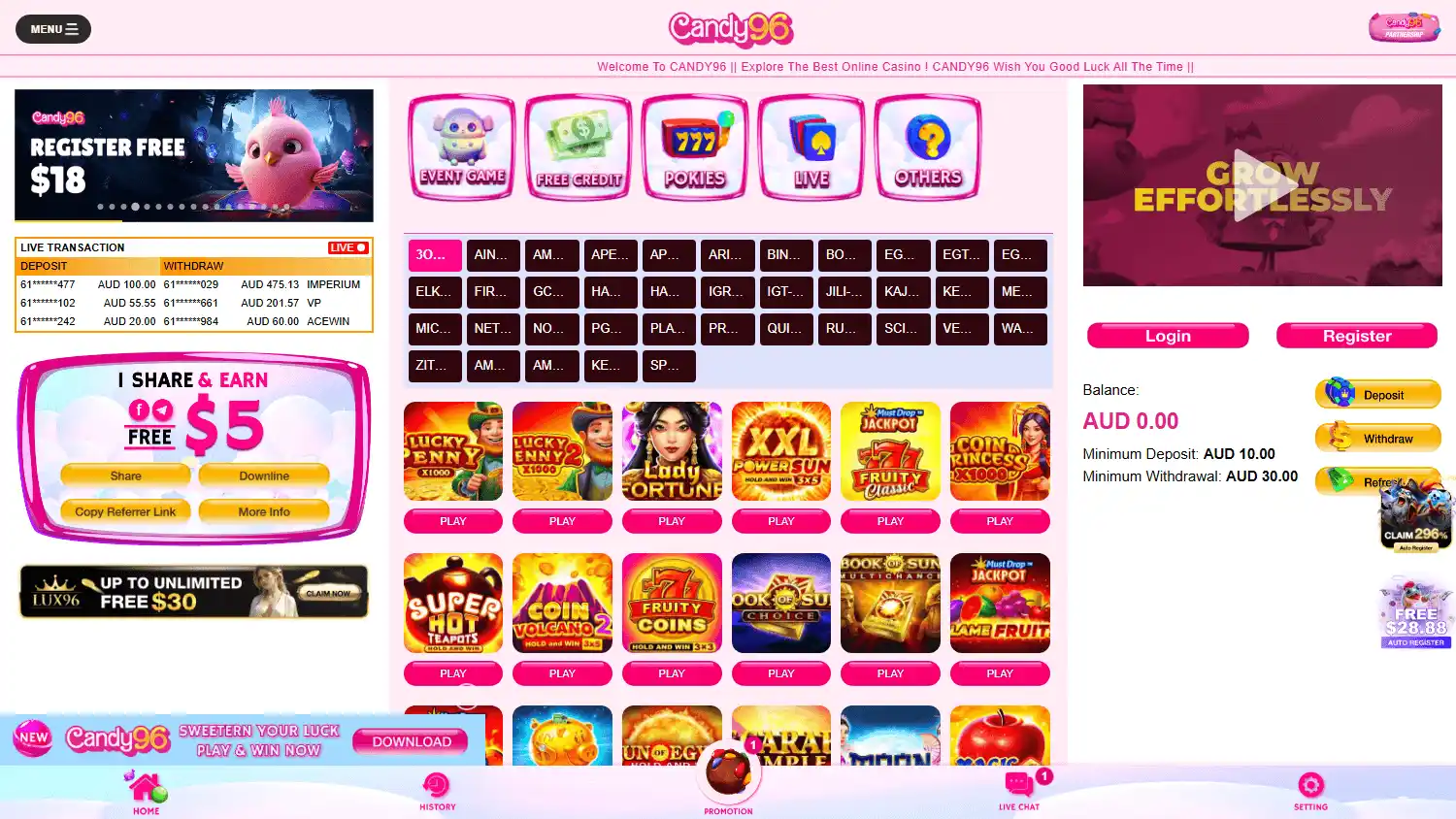 CANDY96 Casino screenshot 1
