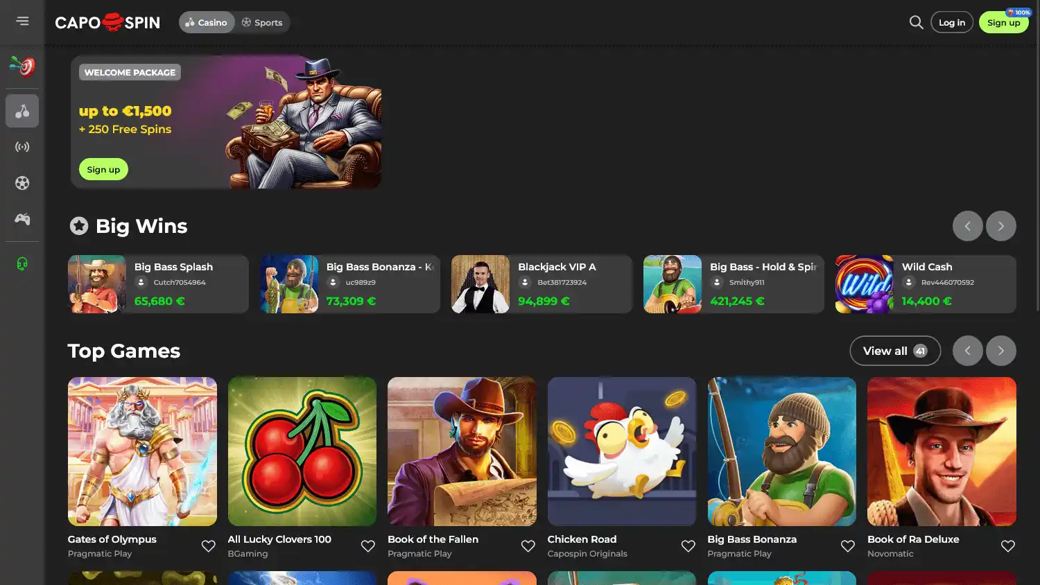 Capospin Casino screenshot 1