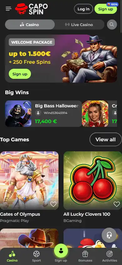 Capospin Casino screenshot 4