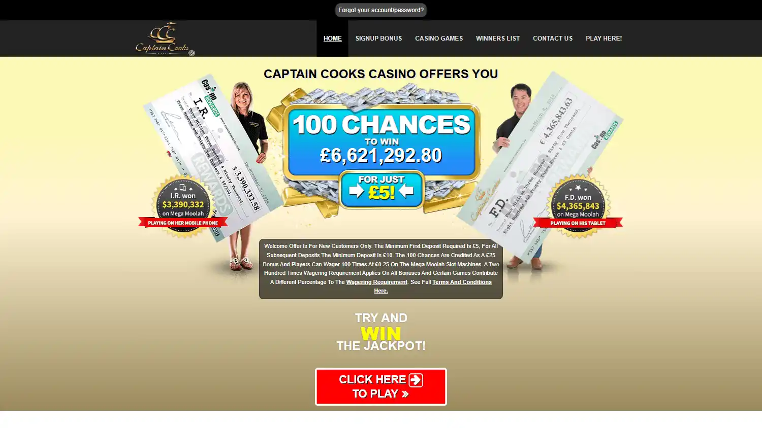 Captain Cooks Casino UK screenshot 1