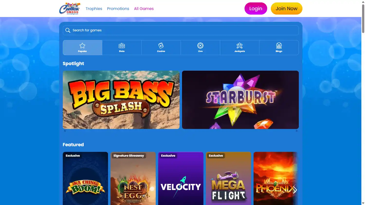 Carlton Bingo Casino screenshot 2