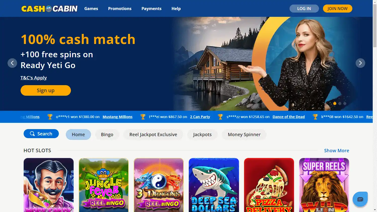 Cash Cabin Casino screenshot 1