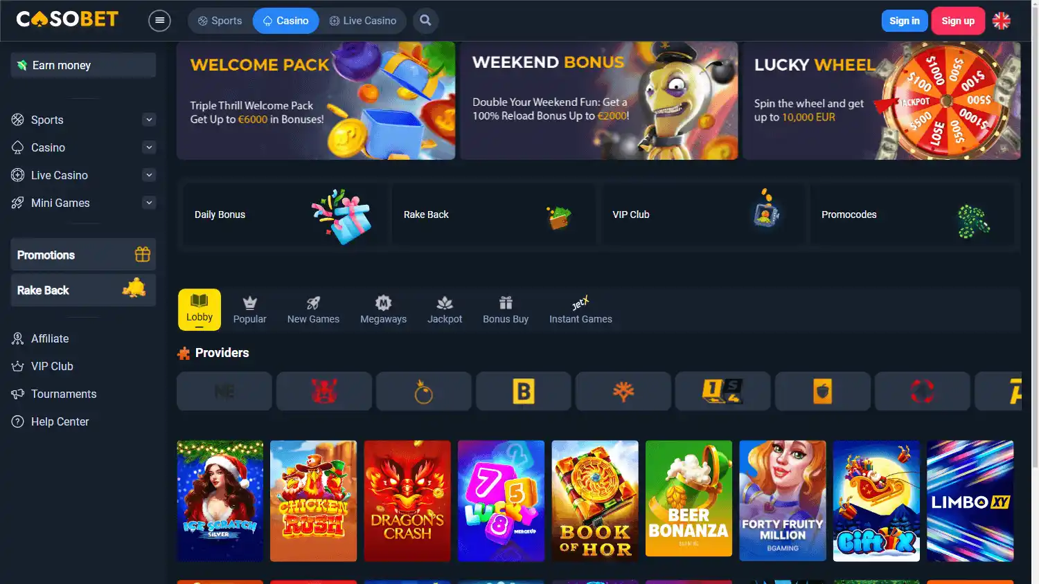 Casobet Casino screenshot 2