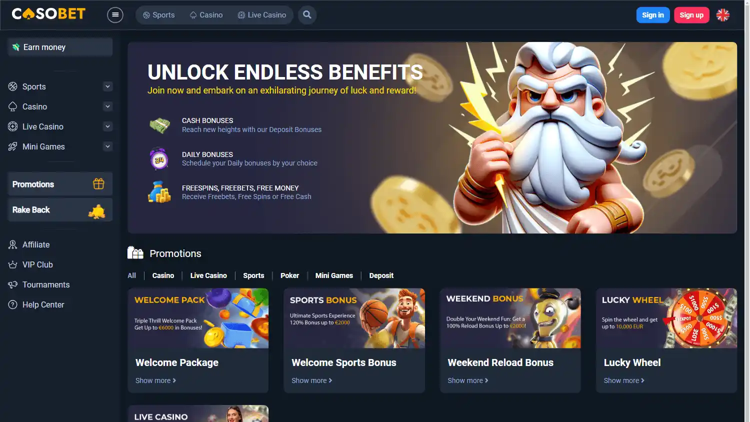Casobet Casino screenshot 3
