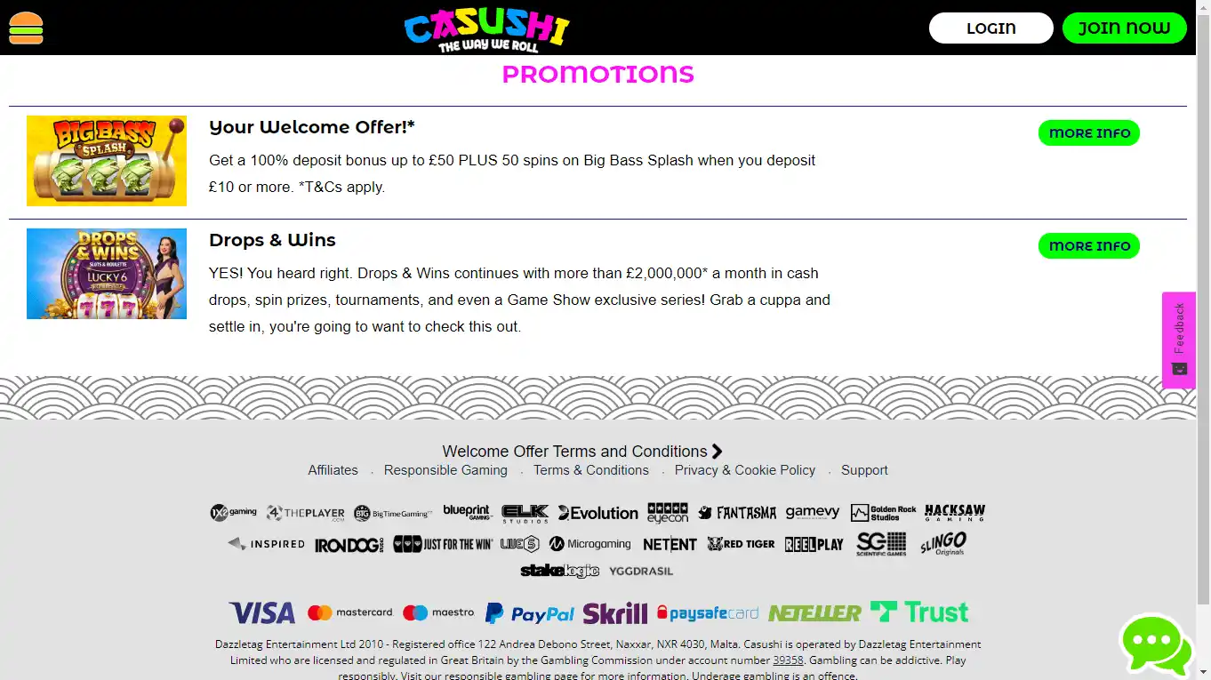 Casushi Casino screenshot 3