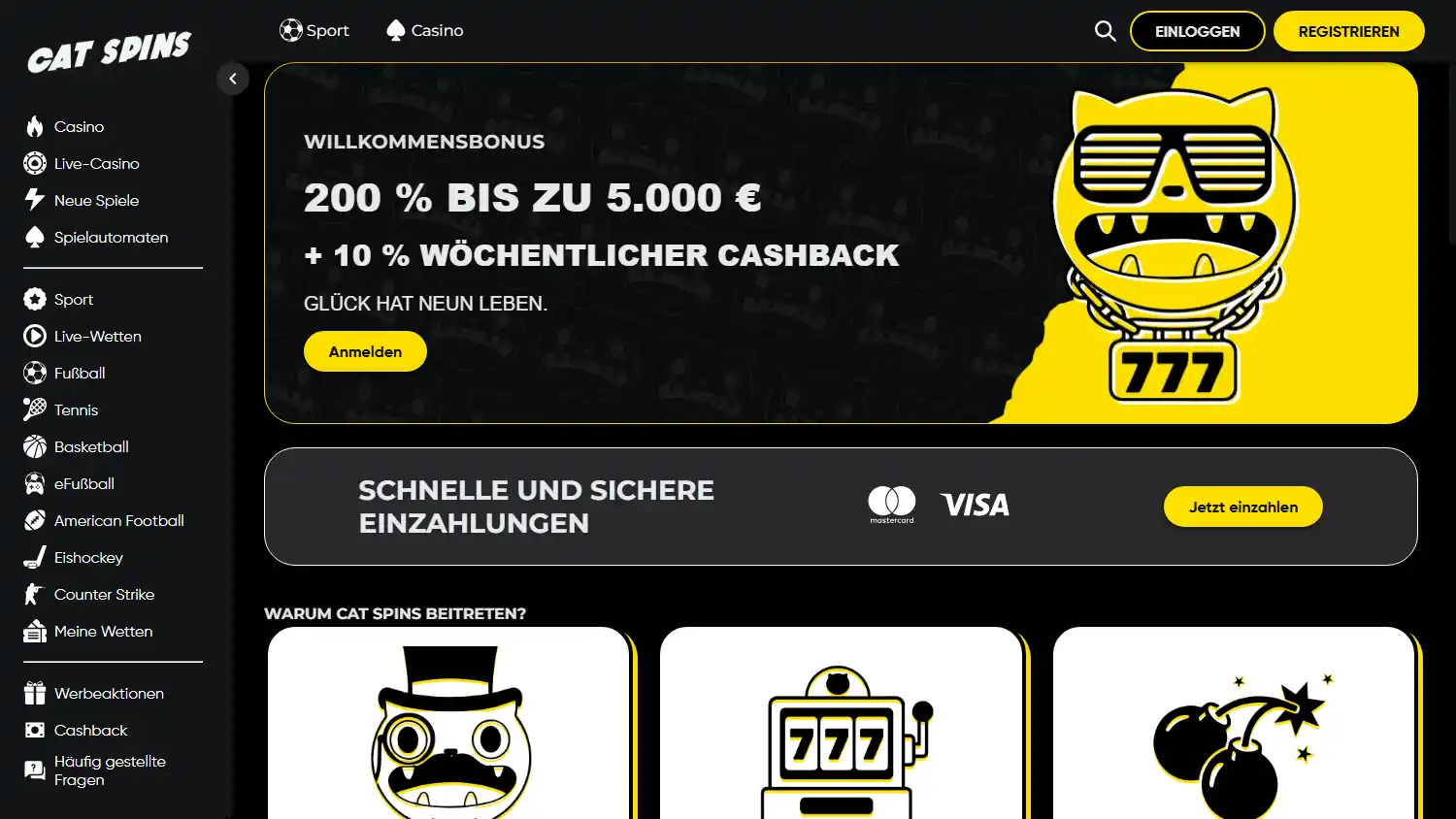 Cat Spins Casino screenshot 1