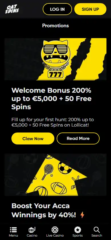 Cat Spins Casino screenshot 6