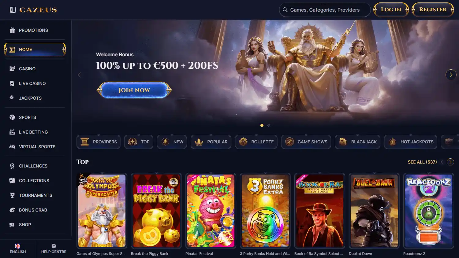 Cazeus Casino screenshot 1