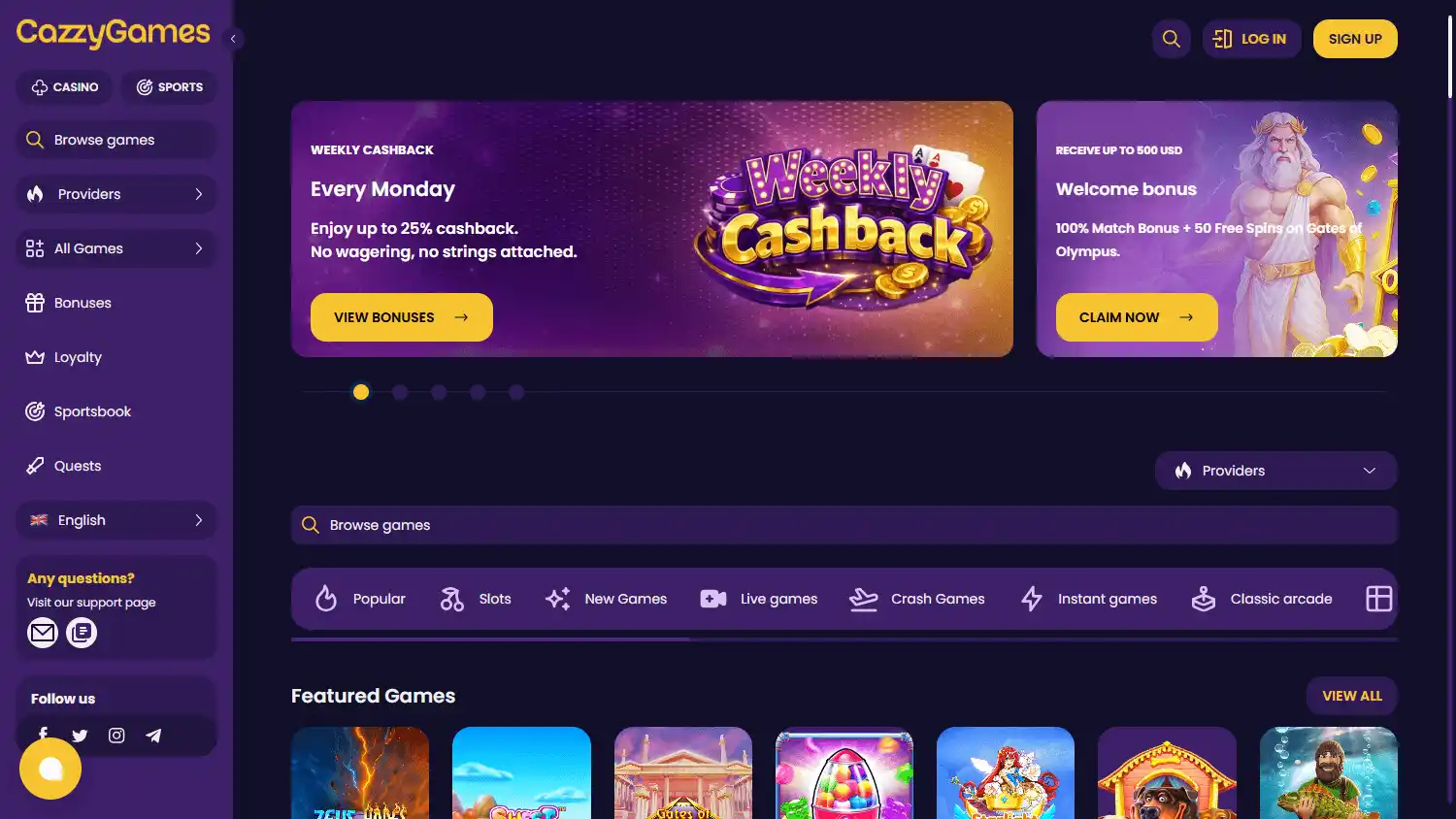 Cazzy Games Casino screenshot 1