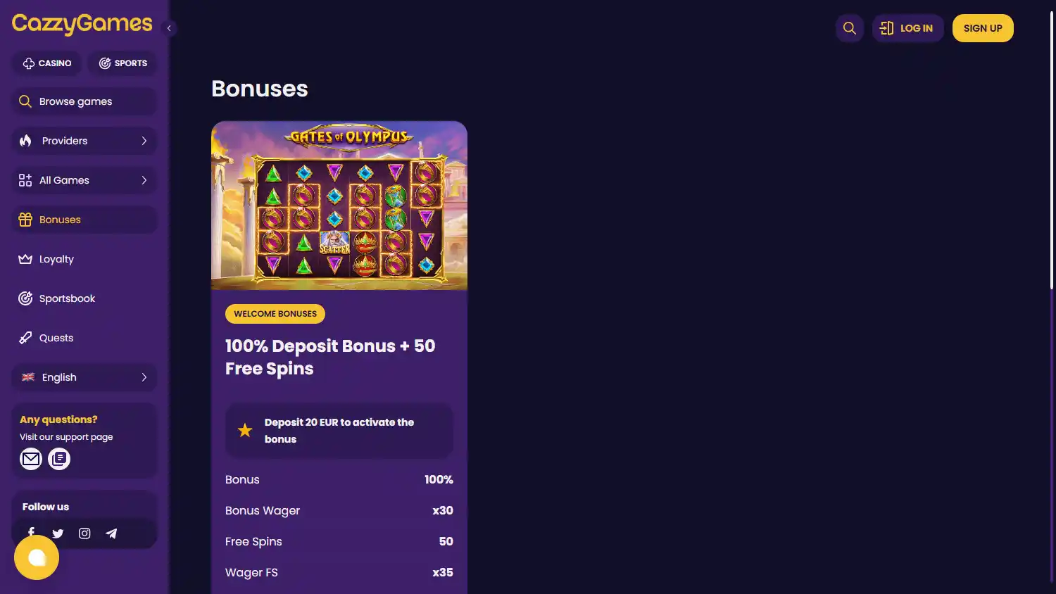 Cazzy Games Casino screenshot 3