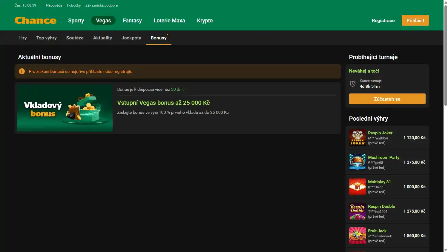 Chance Casino CZ screenshot 3