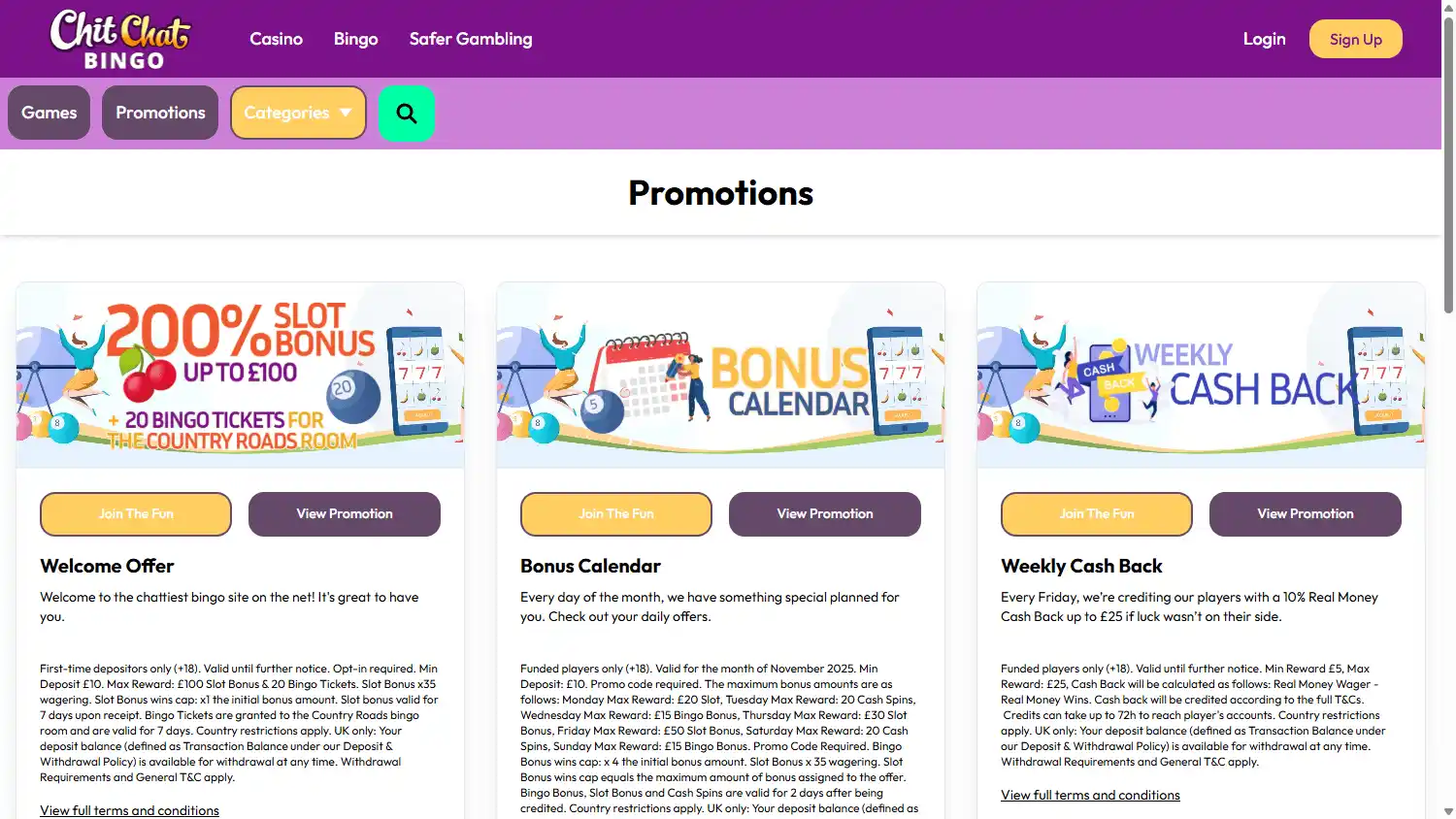 Chitchat Bingo Casino screenshot 3