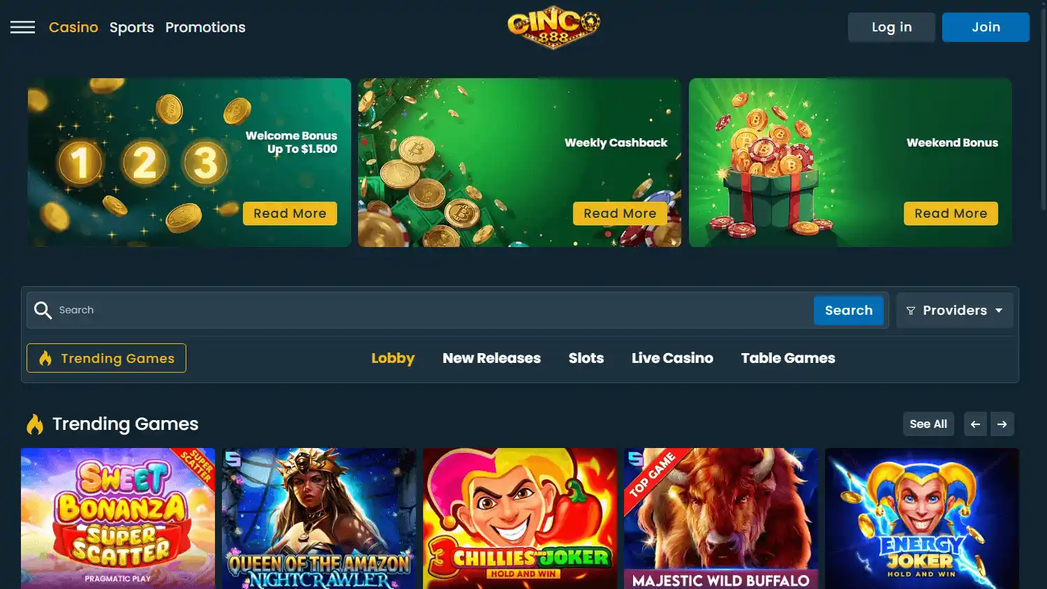 Cinco888 Casino screenshot 1