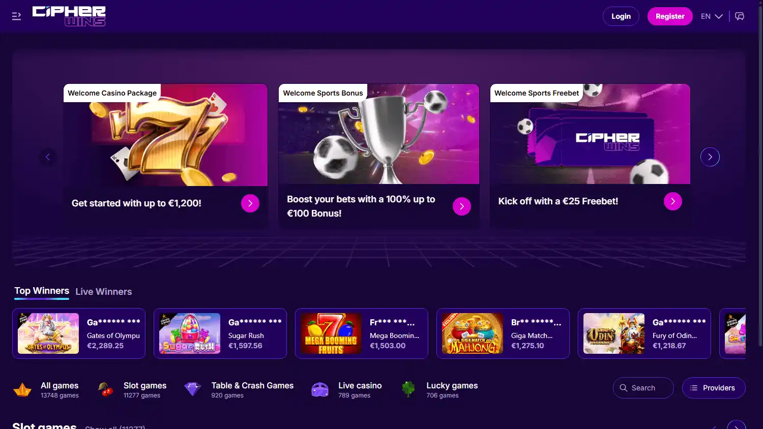 Cipherwins Casino screenshot 1