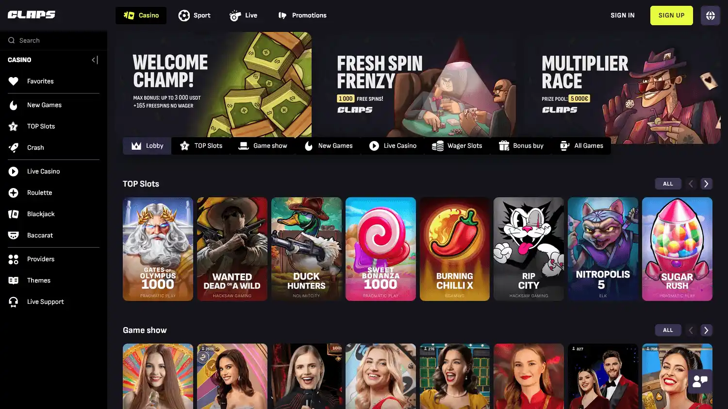 Claps Casino screenshot 1