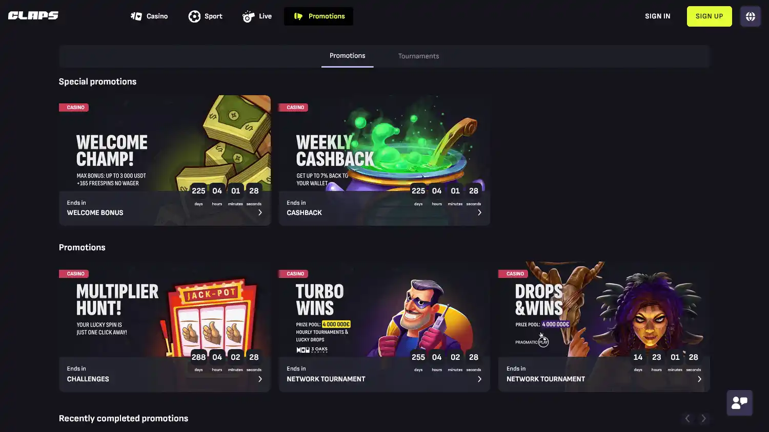 Claps Casino screenshot 2