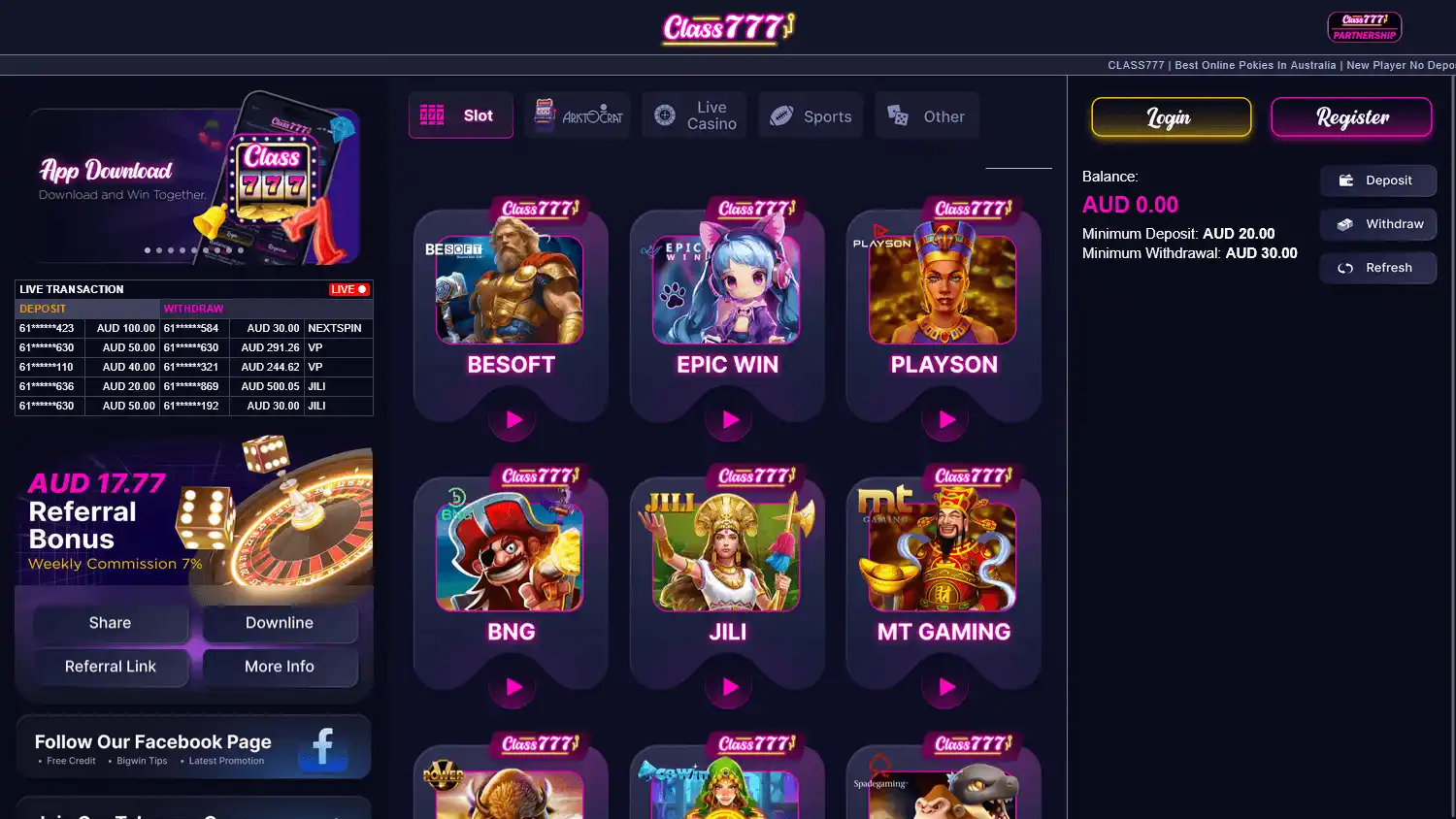 Class777 Casino screenshot 1