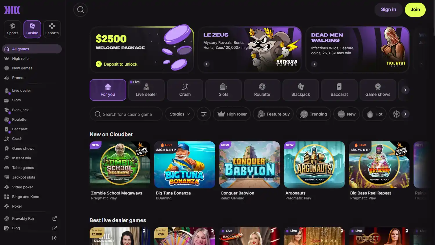 Cloudbet Casino screenshot 2