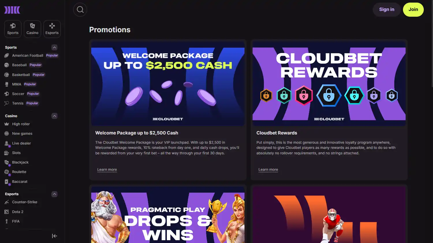 Cloudbet Casino screenshot 3